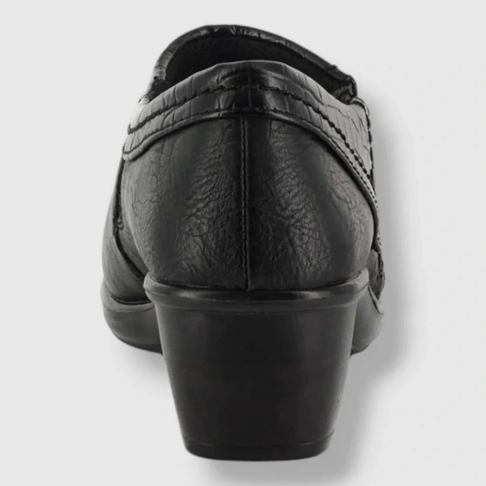 Easy Street Shoes Women's Darcy Comfort Black Croc Trim Zip Bootie 8.5 Slip On - Picture 3 of 11